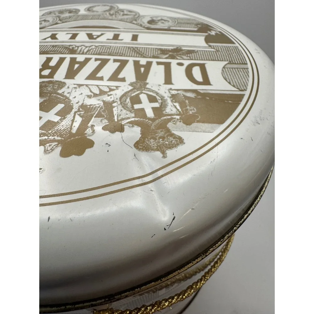 Vintage D Lazzaroni & C‎ Italy Round Tin Container Storage Keepsake Decorative